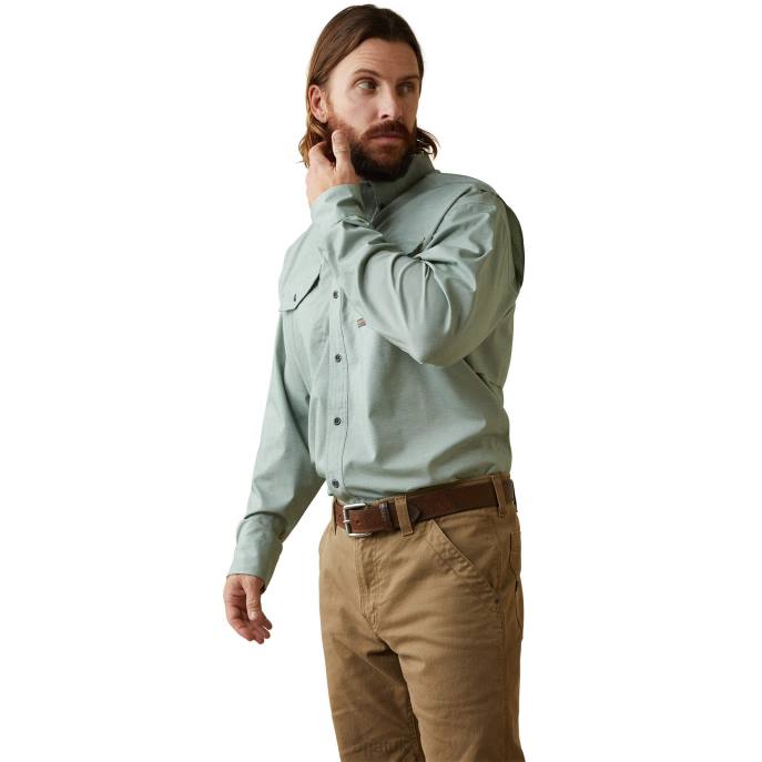 Ariat Rebar Made Tough VentTEK DuraStretch Work Shirt Men D0X61188 Green Bay Heather Tops