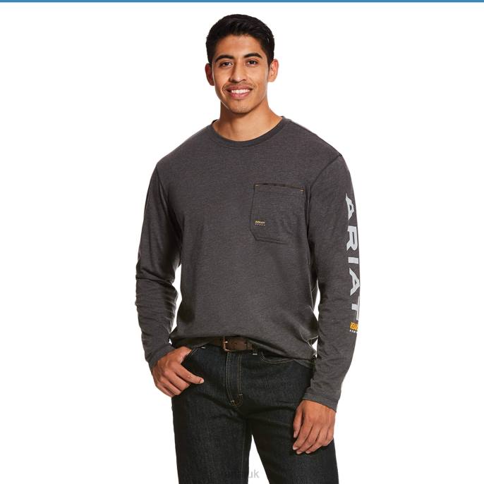 Ariat Rebar Workman Logo Men D0X6859 Charcoal Heather Tops