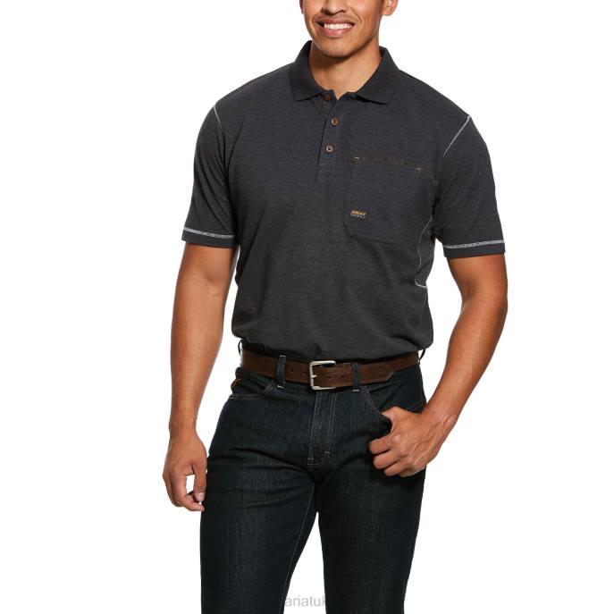 Ariat Rebar Workman Polo Men D0X6912 Charcoal Heather Tops
