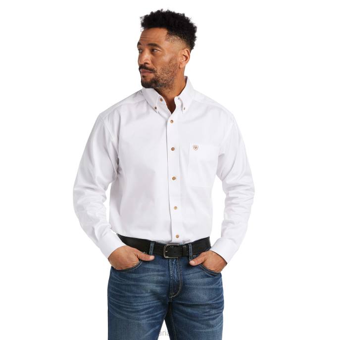 Ariat Solid Twill Classic Fit Shirt Men D0X6939 White Tops