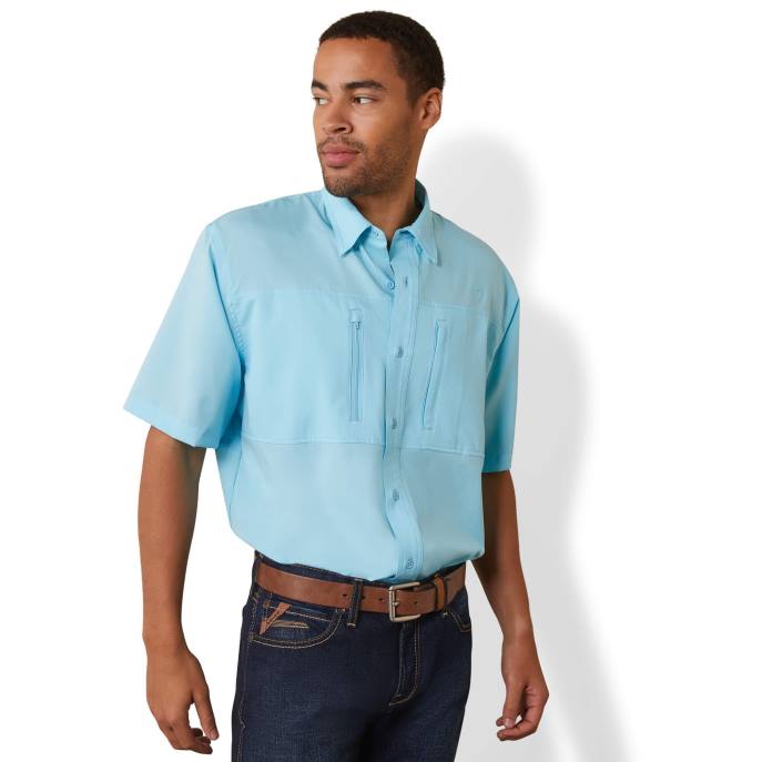 Ariat VentTEK Classic Fit Shirt Men D0X61019 Cenote Aqua Tops
