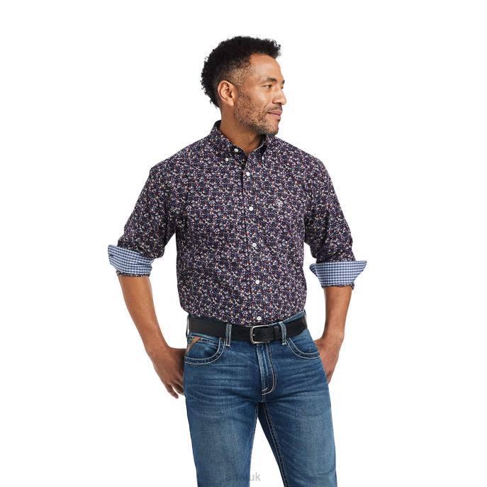 Ariat Wrinkle Free Elliott Fitted Shirt Men D0X61104 Black Tops