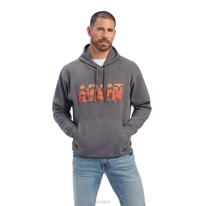 Ariat Desert Roam Sweatshirt Men D0X61435 Charcoal Heather Tops