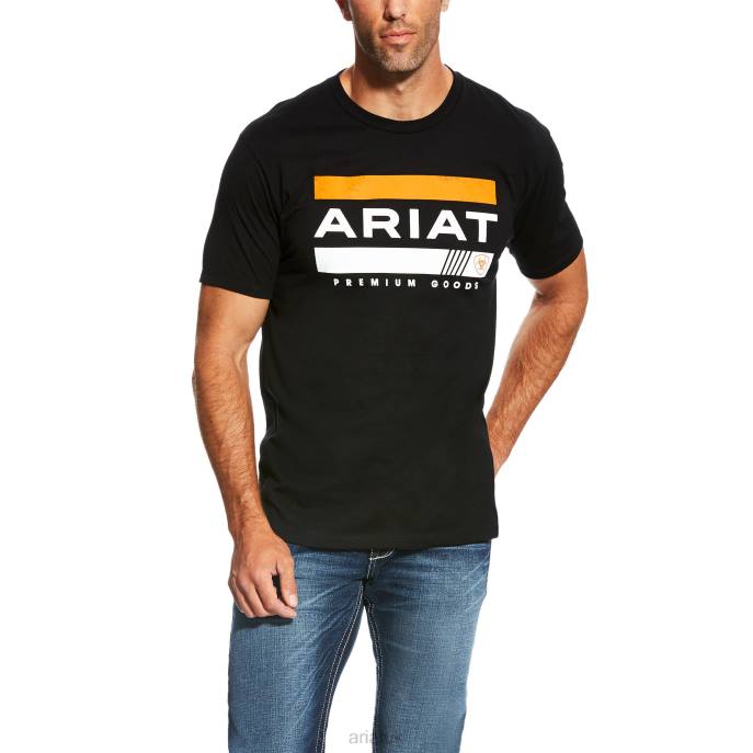 Ariat Bar Stripe T-Shirt Men D0X6660 Black Tops