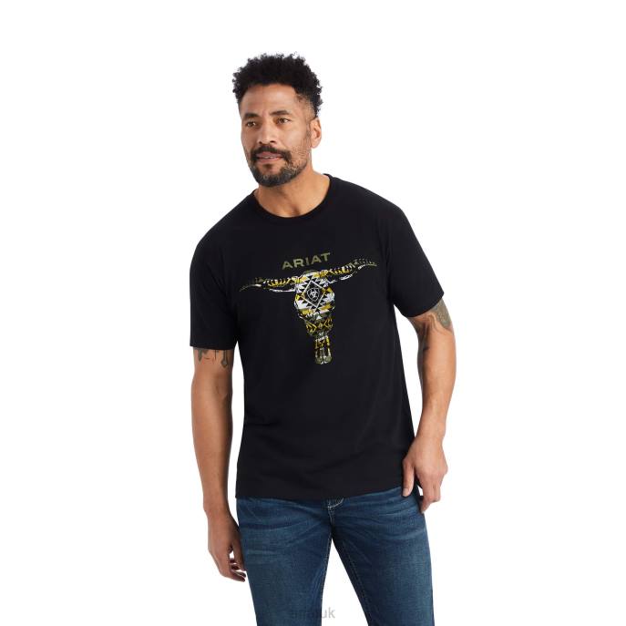 Ariat Blanket Skull T-Shirt Men D0X6572 Black Tops