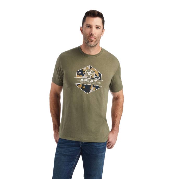 Ariat Camo Badge T-Shirt Men D0X6637 Military Heather Tops