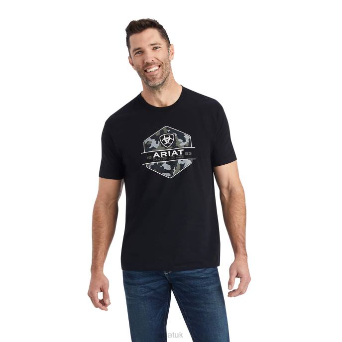 Ariat Camo Badge T-Shirt Men D0X6772 Black Tops