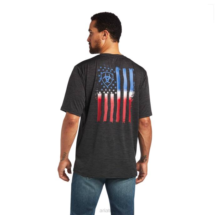 Ariat Charger Vertical Flag Tee Men D0X6686 Charcoal Tops