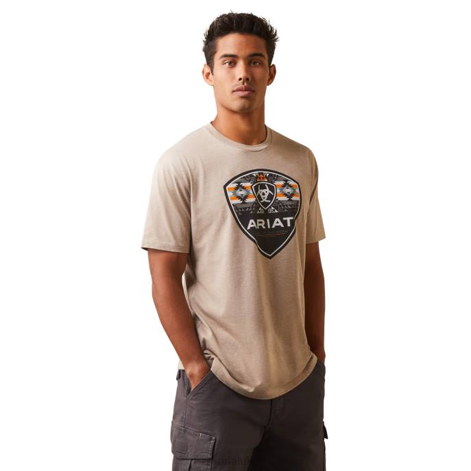 Ariat Geo Fill T-Shirt Men D0X6857 Oatmeal Heather Tops