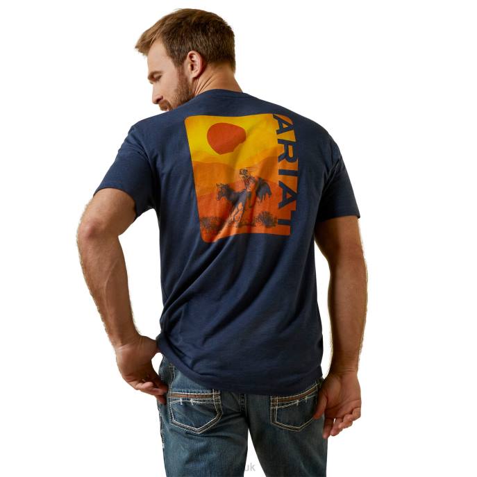 Ariat Mustang Fever T-Shirt Men D0X6929 Navy Heather Tops