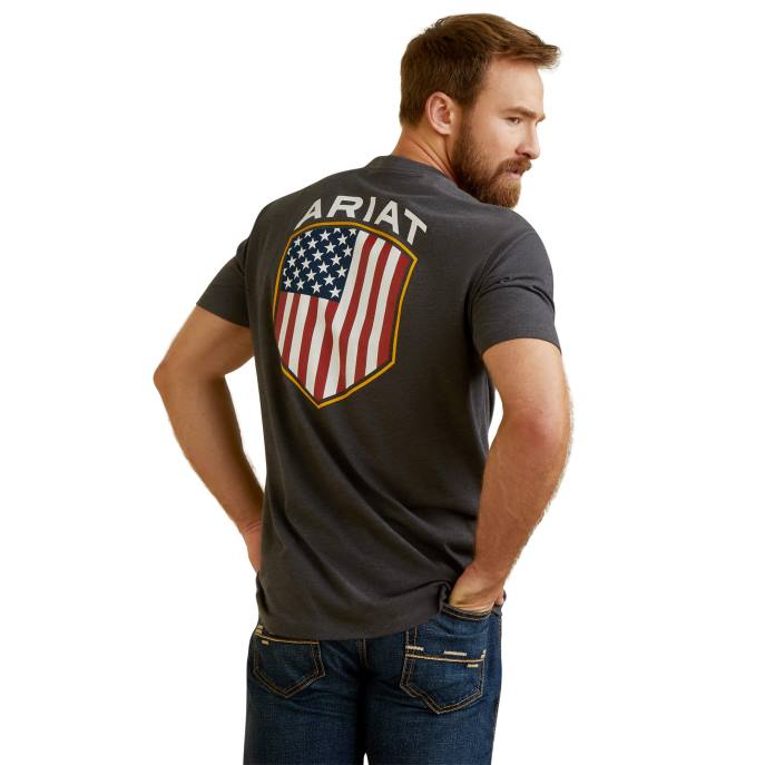 Ariat Patriot Badge T-Shirt Men D0X6927 Charcoal Heather Tops