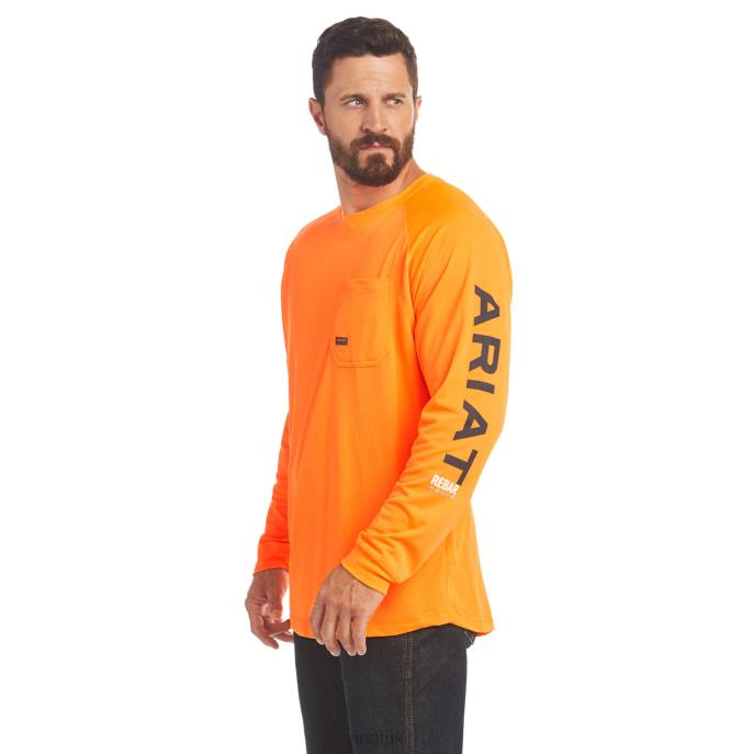 Ariat Rebar Heat Fighter T-Shirt Men D0X6636 Neon Orange Tops