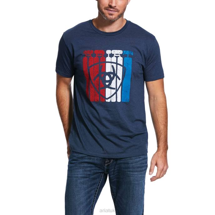 Ariat Standing Tall T-Shirt Men D0X6720 Navy Heather Tops
