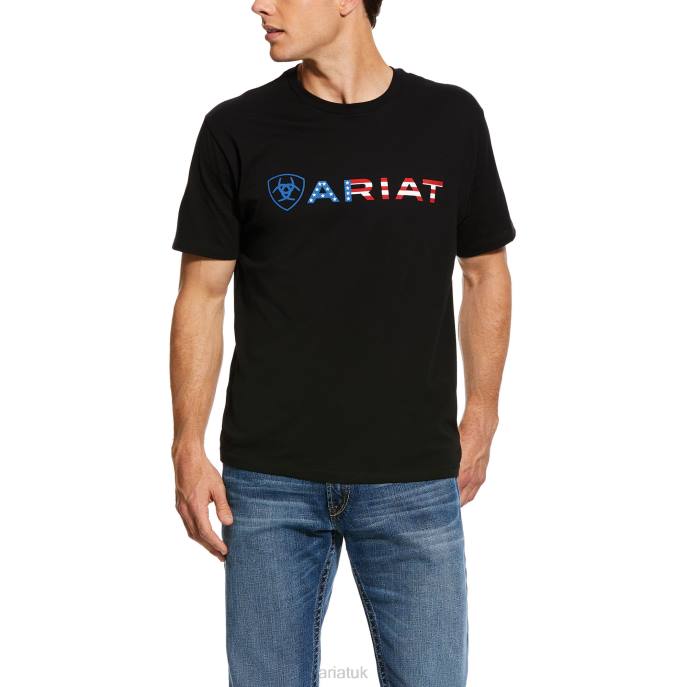 Ariat USA Wordmark T-Shirt Men D0X6721 Black Tops