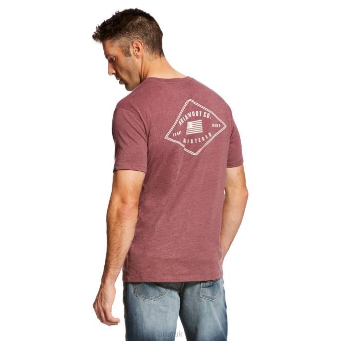 Ariat US Registered T-Shirt Men D0X6765 Burgundy Heather Tops