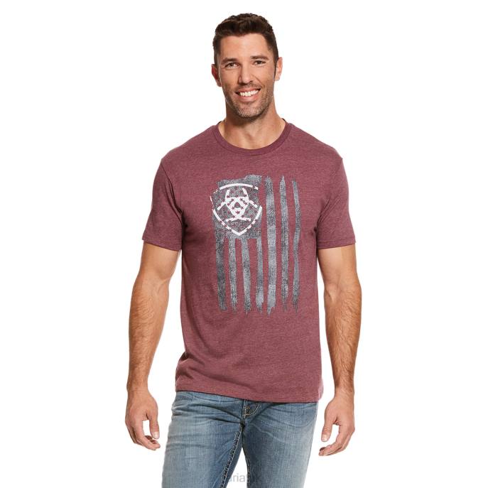 Ariat Vertical Flag Men D0X6595 Burgundy Heather Tops