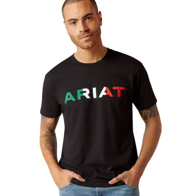 Ariat Viva Mexico T-Shirt Men D0X6563 Black Tops