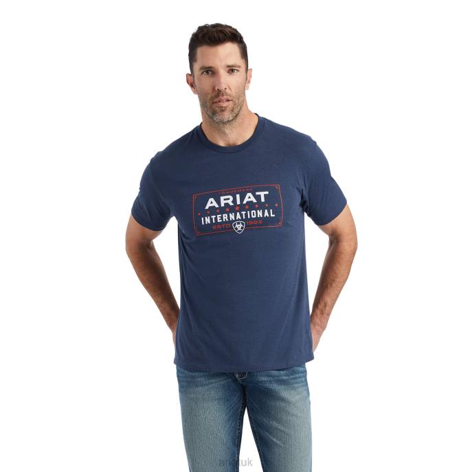 Ariat Western Lockup T-Shirt Men D0X6641 Navy Heather Tops