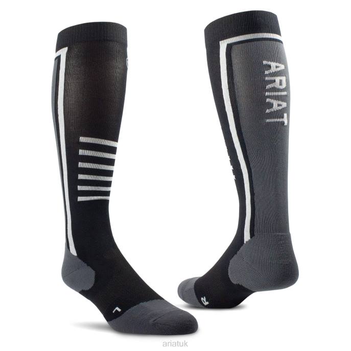 Ariat Slimline Performance Socks Unisex D0X62046 Black/Sleet Accessories