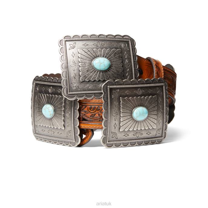Ariat Turquoise Burst Concho Belt Women D0X63748 Tan Accessories