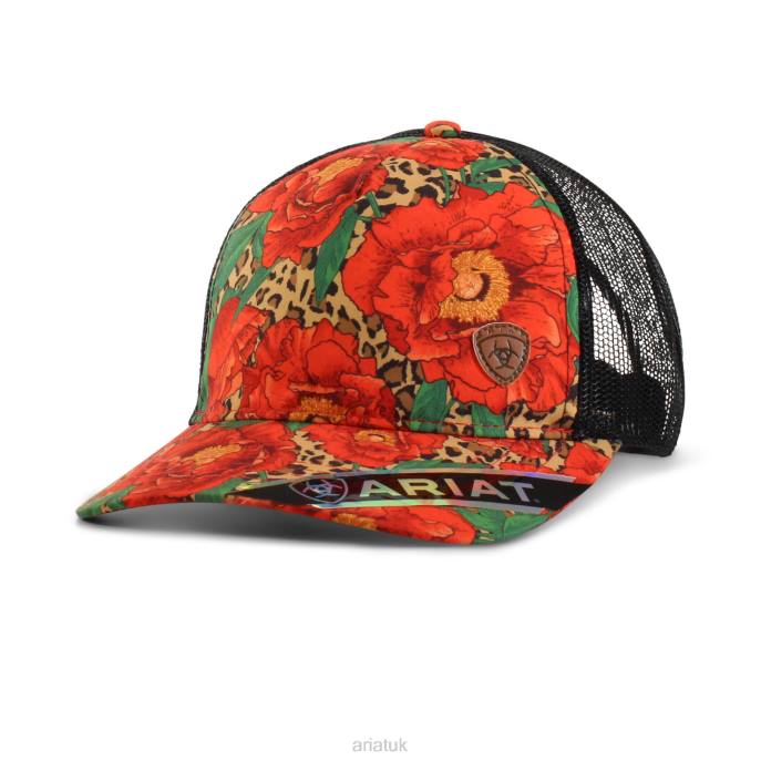 Ariat Cheetah floral print cap Women D0X63767 Red Accessories
