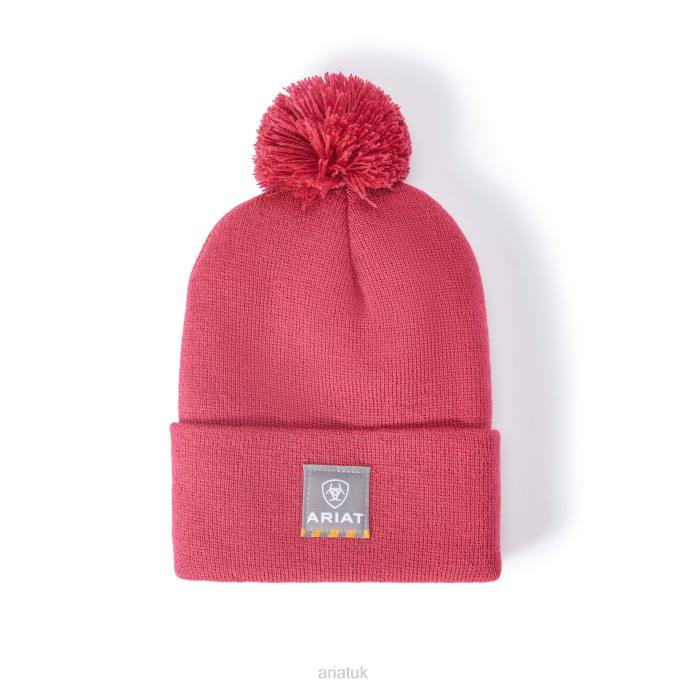Ariat Rebar Pom Beanie Women D0X63795 Crab Apple Accessories