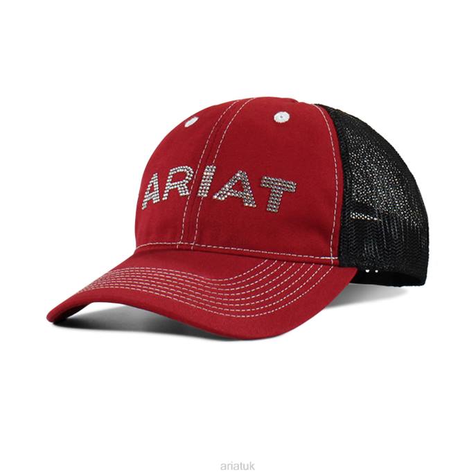 Ariat Rhinestone logo cap Women D0X63772 Red Accessories