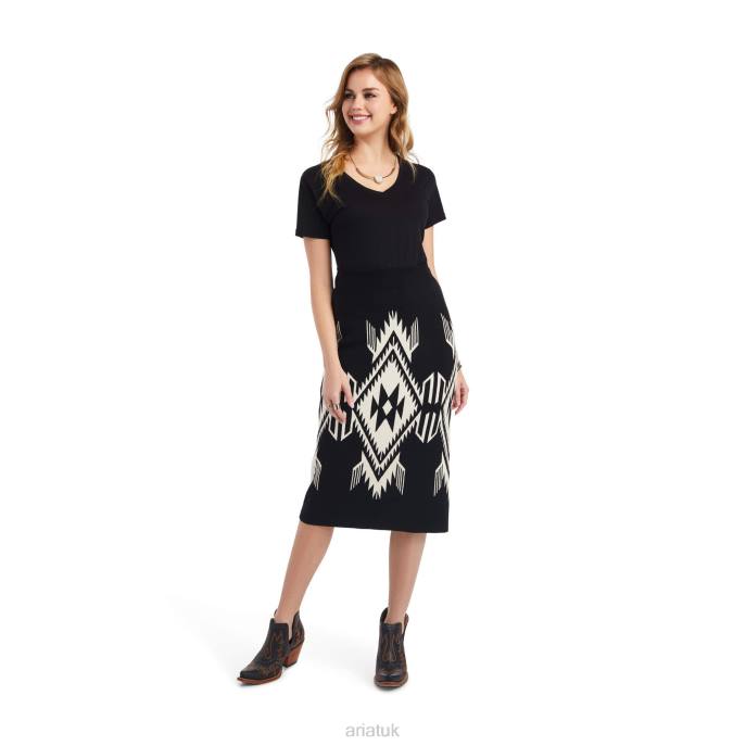Ariat Chimayo Sweater Skirt Women D0X63300 Blk/Buttercream Bottoms