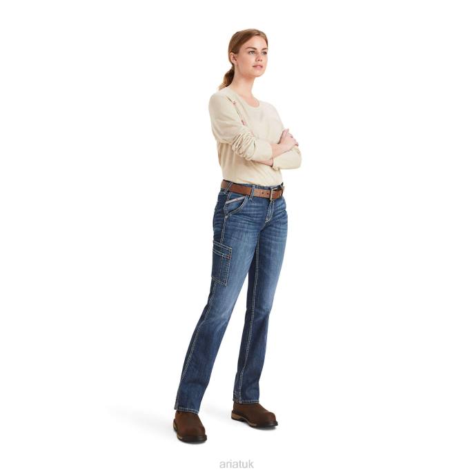 Ariat FR Perfect Rise DuraLight Stretch Cell Phone Straight Jean Women D0X62604 Lazuli Bottoms