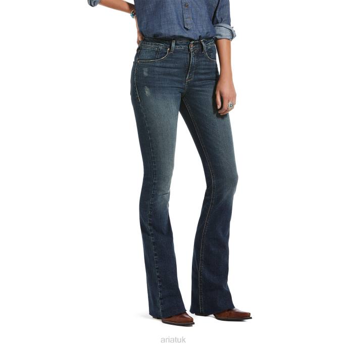 Ariat Premium High Rise Flare Jean Women D0X62597 Blue Lake Bottoms