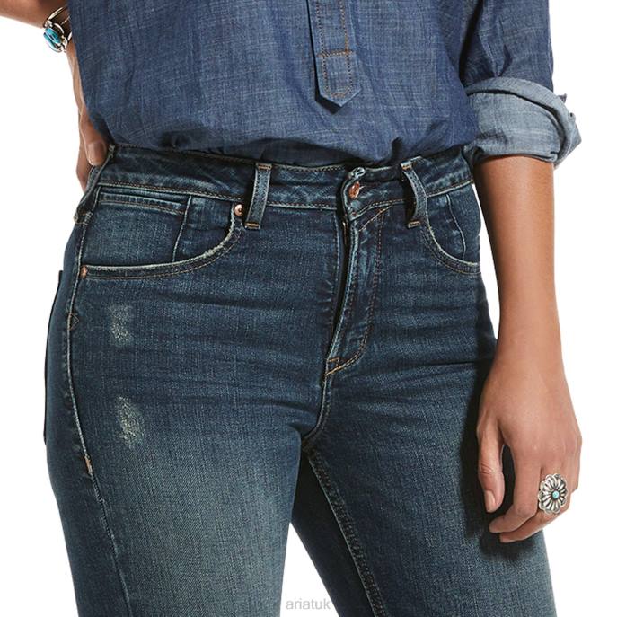 Ariat Premium High Rise Flare Jean Women D0X62597 Blue Lake Bottoms