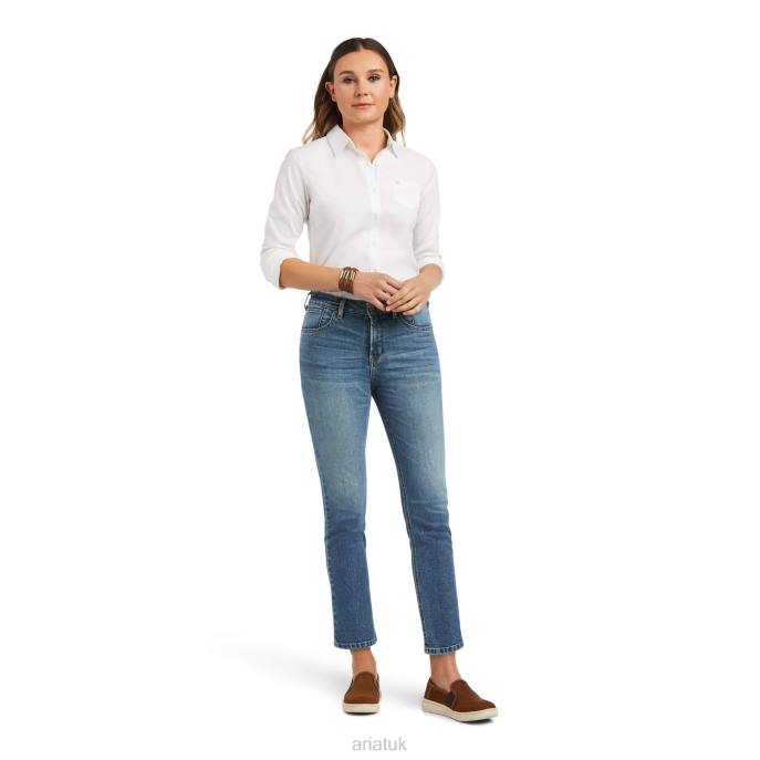 Ariat Premium High Rise Straight Crop Jean Women D0X62615 Asmu Caspian Bottoms