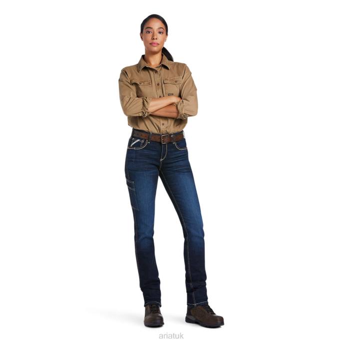 Ariat Rebar Perfect Rise Work Flex Riveter Slim Leg Jean Women D0X62596 Frances Bottoms