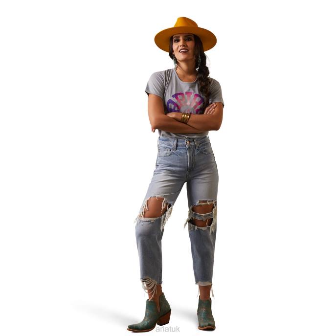 Ariat Ultra High Rise Tomboy Straight Jean Women D0X62537 Mykonos Bottoms