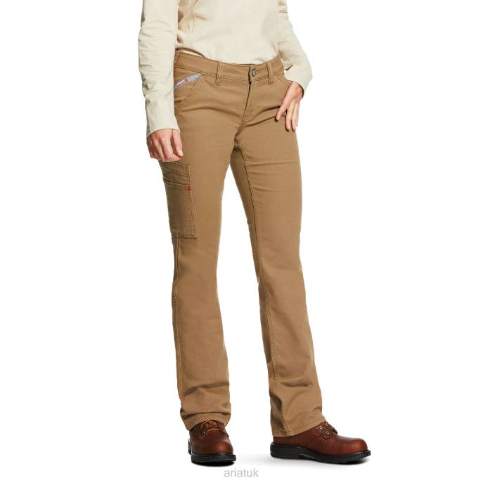Ariat FR Stretch DuraLight Canvas Stackable Straight Leg Pant Women D0X62727 Field Khaki Bottoms
