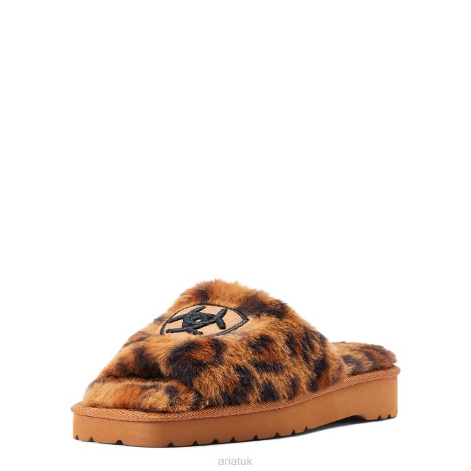 Ariat Cozy Chic Square Toe Slipper Women D0X62483 Fuzzy Leopard Print Footwear