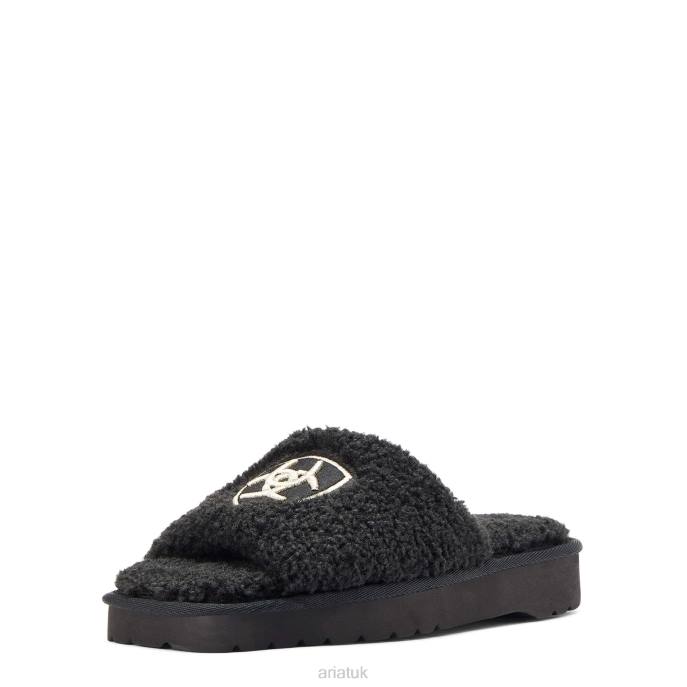 Ariat Cozy Chic Square Toe Slipper Women D0X62485 Fuzzy Black Footwear