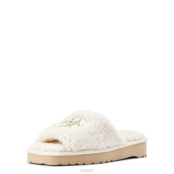Ariat Cozy Chic Square Toe Slipper Women D0X62495 Fuzzy Cream Footwear