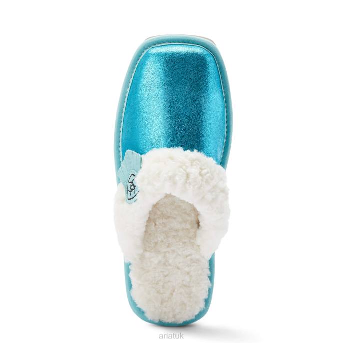 Ariat Jackie Square Toe Slipper Women D0X62481 Metallic Turquoise Footwear