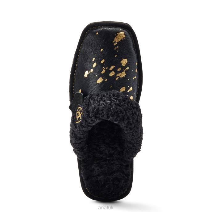 Ariat Jackie Square Toe Slipper Women D0X62488 Black Gold Hair On Footwear
