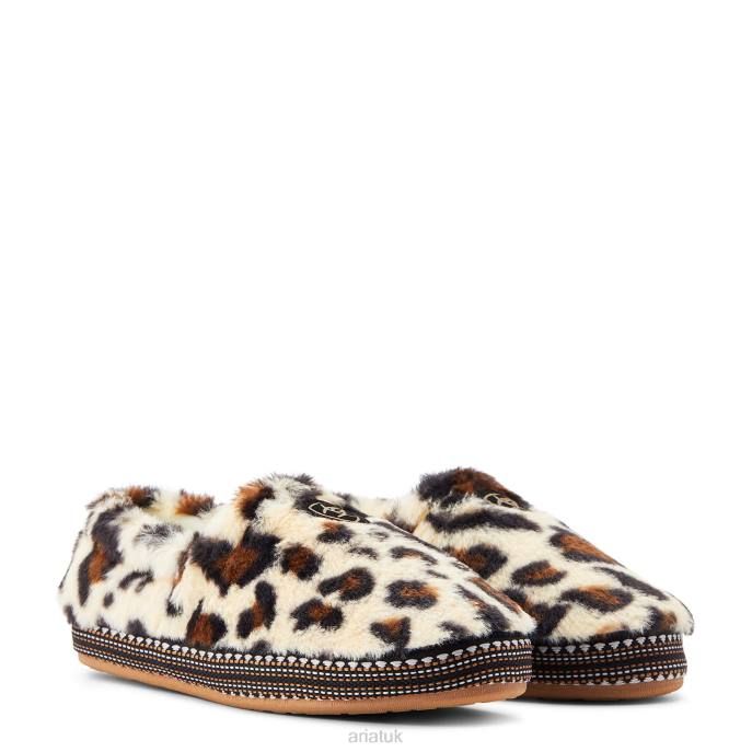 Ariat Snuggle Slipper Women D0X62487 Fuzzy Cream Leopard Print Footwear