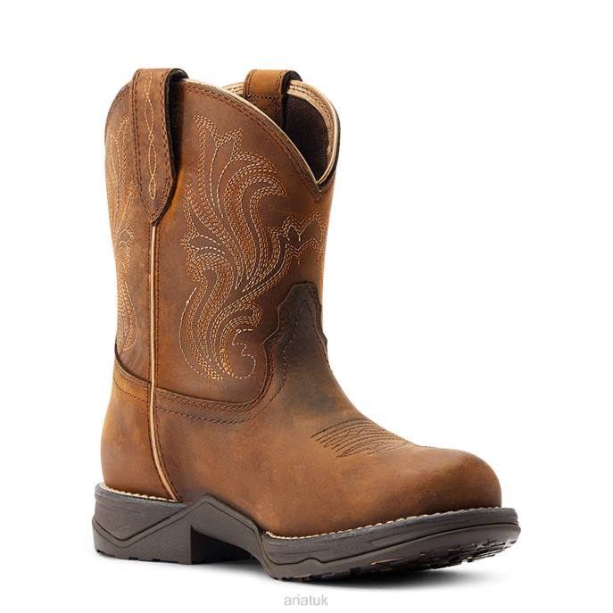 Ariat Anthem Round Toe Shortie Waterproof Western Boot Women D0X62102 Glazed Brown Footwear