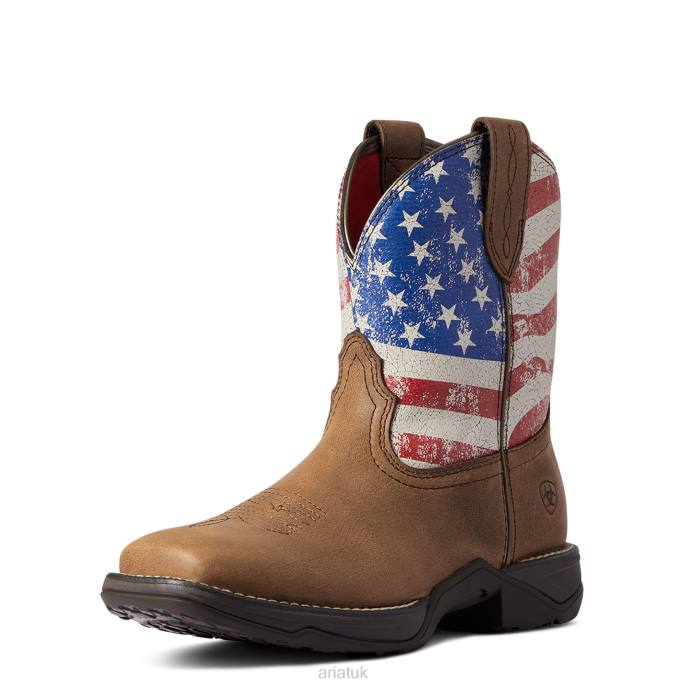 Ariat Anthem Shortie Patriot Western Boot Women D0X62156 Red Brown Footwear