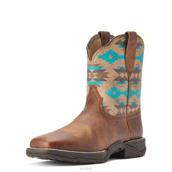 Ariat Anthem Shortie Savanna Western Boot Women D0X62140 Dry Taupe/Turquoise Blanket Footwear