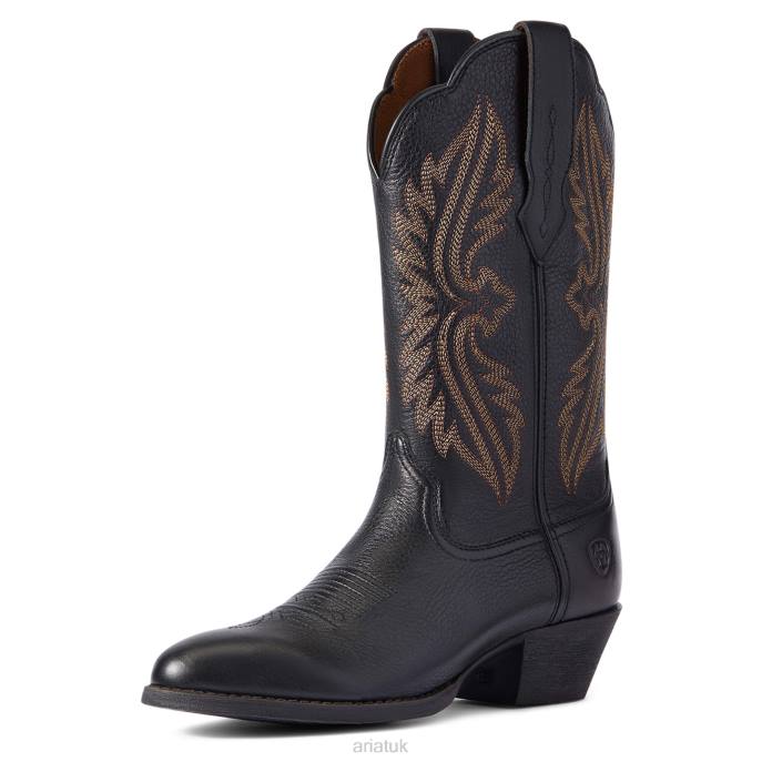 Ariat Heritage R Toe StretchFit Western Boot Women D0X62094 Black Deertan Footwear