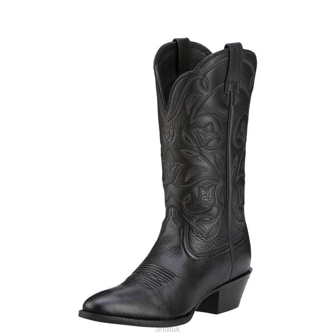 Ariat Heritage R Toe Western Boot Women D0X62067 Black Deertan Footwear