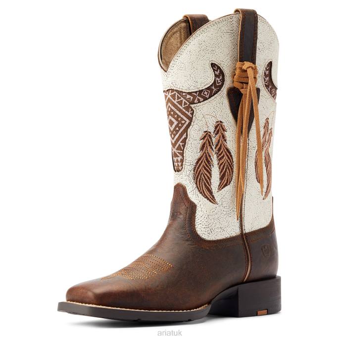 Ariat Round Up Southwest StretchFit Western Boot Women D0X62104 Barn Brown Footwear