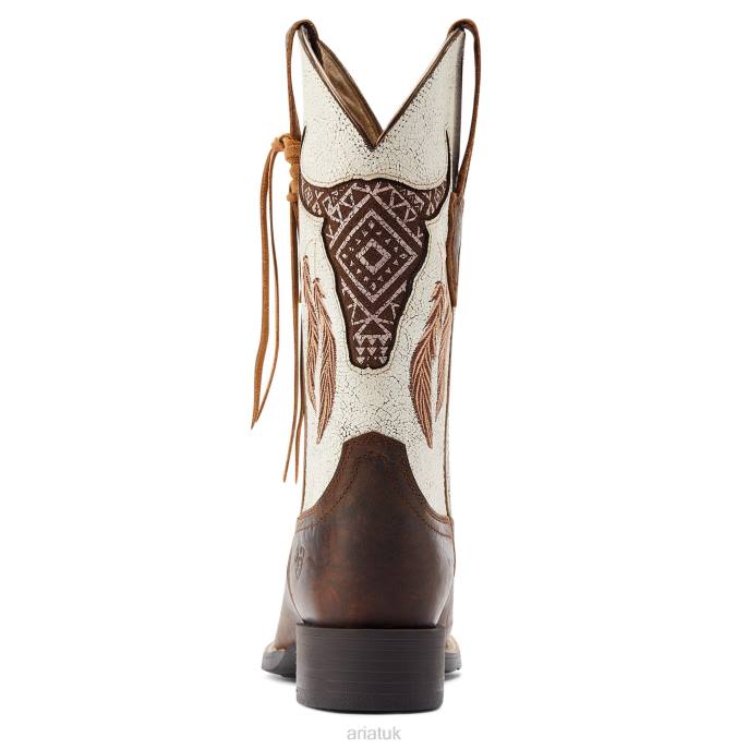 Ariat Round Up Southwest StretchFit Western Boot Women D0X62104 Barn Brown Footwear