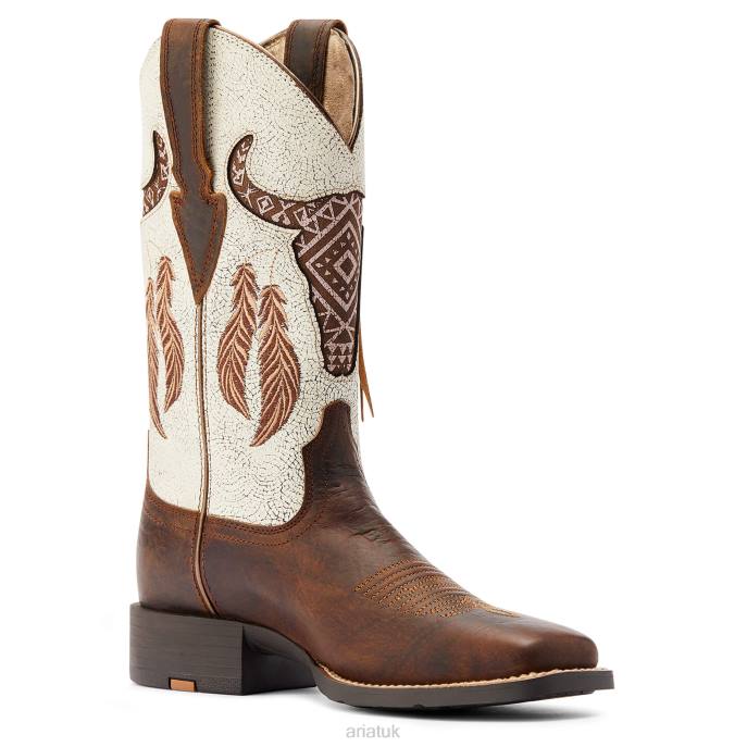 Ariat Round Up Southwest StretchFit Western Boot Women D0X62104 Barn Brown Footwear