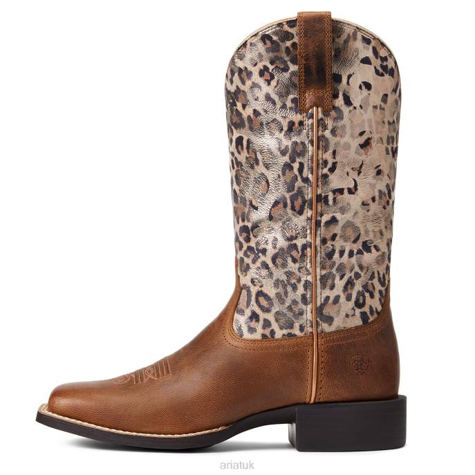 Ariat Round Up Wide Square Toe Western Boot Women D0X62126 Pearl Brown Footwear